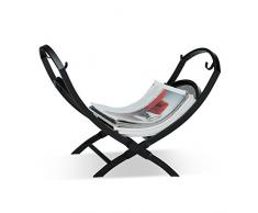 Relaxdays Panier à bûches bois pliable sac transport en acier porte-journaux porte-revues HxlxP: 32 x 43,5 x 32 cm, noir