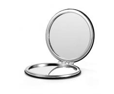 Miroir compact, rond PU grossissement 1X/3X, ultra portable pour sacs à main et voyage.