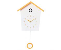 Cuco Clock Horloge Coucou Landhaus avec Pendule Lente Horloge Murale Design Pendule Coucou Bois Temps Sommeil Nuits Montre de précision Blanc/Orange STK