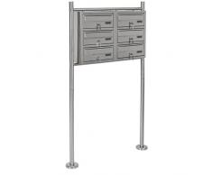 Boîte aux Lettres sur Pied - avec Étiquettes de Nom et Clés, Taille au Choix 5/6/8 Compartiments, Acier Inox - Boîte aux Lettres Collective, Courrier, Post Letter Box