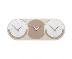CalleaDesign - Horloge Murale World Clock avec 3 fuseaux horaires - café au Lait