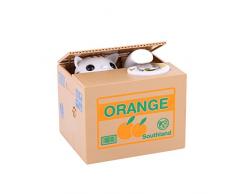 Cocoarm Tirelire de Chat Automatique pour Enfants pour Les Enfants Présent Orange/Jaune (Orange Chat)