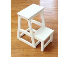 XITER Chaise en Bois Massif échelle Multi-Fonctionnelle ménage escalier Chaise Pliante Enfant Tabouret échelle Blanche escabeaux (Taille : H:70CM)