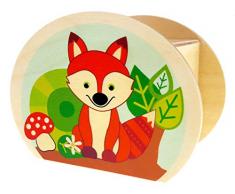 Hess 15216 Tirelire en Bois avec clés, Animaux forestiers, Chouette, hérisson et Renard Cadeau pour Les Enfants danniversaire, env. 11,5 x 8,5 x 6,5 cm, Multicolore