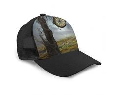 Bettiboy Casquette de Baseball Time Fantasy Rainstorm Horologe Tree en Coton sergé pour Homme et Femme avec visière incurvée réglable pour Sports de Plein air Noir