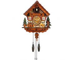 Kintrot Horloge coucou traditionnelle faite à la main en bois Noir