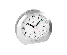 Atlanta 1856/19 Réveil radio-piloté, fonction répétition, ansteigendes : Sirène de Police, cadran Éclairage, alarme Interrupteur, latéral lumi Pointeur de Argent