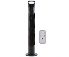 Ventilateur colonne tour oscillant silencieux 40 W télécommande panneau contrôle tactile 3 vitesses Ø 18 x 78H cm noir