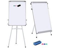 Yaheetech Chevalet de Conférence Télescopique Tableau Blanc Effaçable Magnétique - Hauteur Réglable - Portable - 91 x 61cm