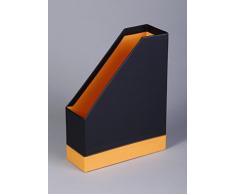 Rhodia 118836C - porte-revues Rhodiarama noir, 10x25 cm, porte-étiquette en métal brossé, piqûre sellier, simili cuir