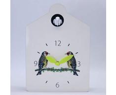 BirdHouse blanc, DEEWISH mur en bois moderne décor à la maison mur coucou horloge 12 voix naturelles appel de coucou pour la famille de l'enfant (Blanc, 230 * 165 * 70 MM)