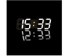 Ardux Horloge numérique murale à LED multifonction avec affichage de lheure 12H/24H alarme répétition et luminosité réglable