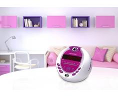 Metronic 477022 Radio-Réveil Enfant Miss Angel MP3 USB Projection 180°- Blanc/Violet
