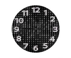 N/A Horloge murale silencieuse sans tic-tac avec code binaire Noir moderne à piles