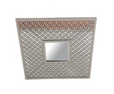 Miroir En Style Shabby Chic Et De Style Industriel Ornate Marocain Structure En Métal Et Patiné Couleur Gris Antique 50 x 50 x 1,5 cm A24