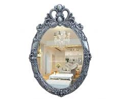 WWWRL Ancien Miroir Mural/Fixations Miroir de Salle de Bain / 40x60cm / Bois encadré/Ovale Miroir cosmétique, Élégant/Retro/Protection environnementale/HD Miroir Argenté