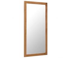 vidaXL Bois de Chêne Massif Miroir Mural Rectangulaire Cosmétique Décoration Salle de Bains Chambre à Coucher Couloir Maison Intérieur 60x120 cm