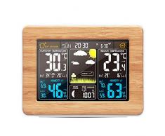 OurLeeme Station météo sans Fil, prévision numérique Thermomètre extérieur intérieur Température Humidité Alarme Horloge météo 3 Niveaux Rétro-éclairage (Jaune)