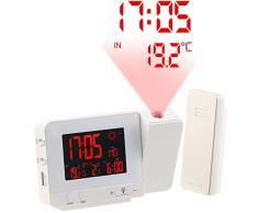 Réveil à projection et station météo sans fil 2 en 1 - Blanc