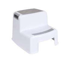Funhoo Tabouret en 2 Étapes Enfant pour Apprentissage de la Propreté, Marche Pieds Antidérapant et Stable Conçu pour Enfants, Escabeau Convient pour Salle de Bain, Cuisine, Lit, Toilette - Blanc