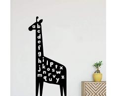 sanzangtang Cartoon Girafe Alphabet Sticker Mural Art Déco Miroir Sticker Mural Chambre denfants Décoration de La Maison,