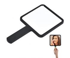 cococity Mirroir à Main Portable Miroir de Maquillage Carré pour Salon de Coiffure, Maison Noir - 9 x 16cm