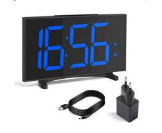 YISSVIC Réveil Numérique Réveil Digital 6,5 inches Mince LED Ecran 2 Alarmes 6 Niveaux Luminosité Réglable Fonction Snooze Formats 12/24 Heures Convient à la Maison et au Bureaux Inclus Adaptateur