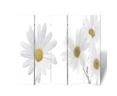 UBAYMAX Cloison de Séparation Pliable 200 x 170 cm Fleur, Paravent Intérieur Extérieur pour Appartement Salon Jardin Balcon Terrasse, Stable et Durable Paravent Protéger La Vie Privée