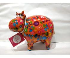 Pomme Pidou, Tirelire Vache Bella Orange Motifs Fleurs