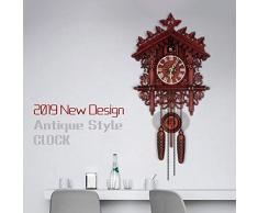 Class.Z Pendule À Coucou Horloge À Coucou Rouge Forêt Noire Horloge Murale Rétro pour Enfants Horloge Murale Tridimensionnelle Décorative Sculptée À La Main (Pas De Son) Stunning