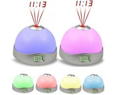 FENGCLOCK Horloge RéveilProjection Veilleuse étoile Ciel Réveil, LED Magique Colorée étoilée Numérique Horloge, Enfant Projection Réveils/Projecteur Plafond