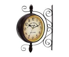 Double Face Horloge Murale, orientable à 360 ° Horloge Gare Horloge pivotante Murale Horloge dextérieur Jardin