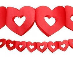 Guirlande Saint-Valentin coeurs ouverts rouge, papier, 13 cm, 3 m