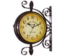 Mentin Horloge de Gare Double Face - Station de Jardin Horloge Murale Extérieure Horloge Style de Antique Européen