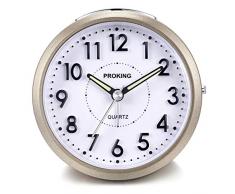 Réveil,Réveil De Voyage,Petit Réveil à Quartz De Voyage Léger, Réveil Analogique Silencieux Non Répétant avec Snooze Et Lumière Horloges,Alarme Sonore Croissante, Facile à Régler, à Piles (Oro 552)