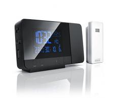 Bearware - Station météorologique sans Fil avec Projection capteur Externe - Horloge à Distance DCF- Fonction de Charge USB - Rétroéclairage RVB 8 Couleurs - Noir
