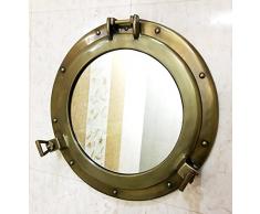 Nautical Collection Store Style Vintage 17Antique Miroir Rond Coastal Tenture Miroir Hublot Maison Chic Décoratif
