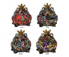 netproshop Graffitti Frosch Tirelire en céramique Pomme Pidou Sabo Design, Grenouille / Graffiti / Peace