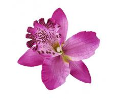 Lot de 20pcs 8cm Orchidée Dendrobium Fleur Artificielle Tête de Fleur Décor pour Mariage Accessoire de Barrette (Violet Foncé)