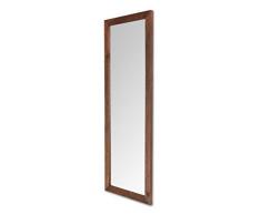 Miroir avec cadre en bois épicéa Antique Finition noyer foncé wengué cm. 57 x 147. Fabriqué en Italy.