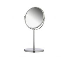 axentia Miroir Cosmétique sur Pied Double Face, Miroir de Maquillage Rond 1x et 3X Grossissement, Miroir de Rasage Pivotant, env. Ø 17 cm, Argenté