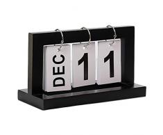 Liseng Calendrier perpétuel de style vintage pour travaux manuels, bureau, école, décoration Noir