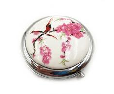 Miroir de Poche Pour Femme Filles Petit Miroir de Poche Grossissant Maquillage Compack Miroir Double en Céramique Motif Chinois de Voyage Sac à Main Sac à Main Miroir Bleu et Blanc en Porcelaine