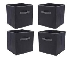 Spetebo Lot de 4 boîtes de Rangement Anthracite - 30 x 30 x 30 cm - Cubes en Tissu Pliables