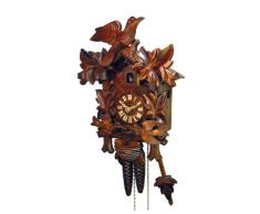 Pendule à coucou 4 feuilles, 2 oiseaux donnent la becquée, nid 1.0074.01.C