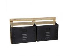 Home Gadgets Porte-revues Mural, Industriel, Bois et métal, Noir 60 cm