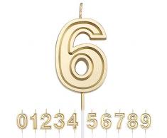 URAQT Bougies Numéro 0-9, Bougies danniversaire Numéro, Bougie Numéro Paillettes dor, Convient pour Les Anniversaires, Les Anniversaires De Mariage, Les Cérémonies De Remise des Diplômes (6)