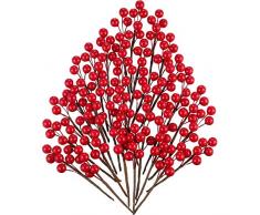 360 Pieces de Baies de Houx Artificielles Rouges Bouquet de Baies dhiver pour Noël Bouquet de Canneberges Fausses sur 60 Tiges pour Centre de Table