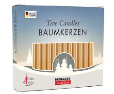 BRUBAKER - Bougies de Noël en Cire - Lot de 20 - Idéales pour Sapin & Pyramide de Noël - Ø 1,25 cm - Doré/Or