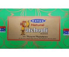 Satya Nag Champa Naturel dencens Patchouli Lot de 15 g x 12 boîtes – 180 g Total